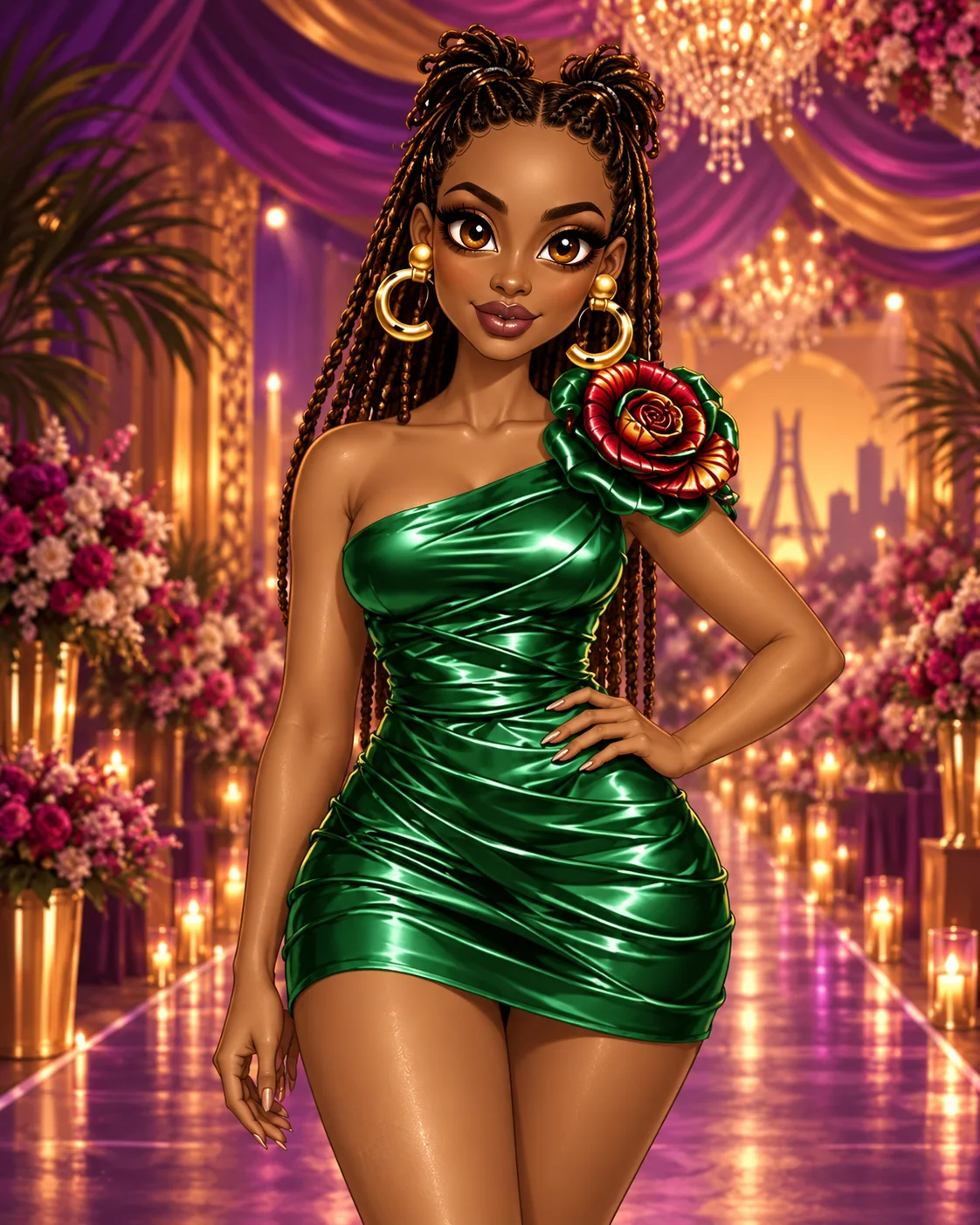 The illustrated Style Clash muse on a Lagos runway